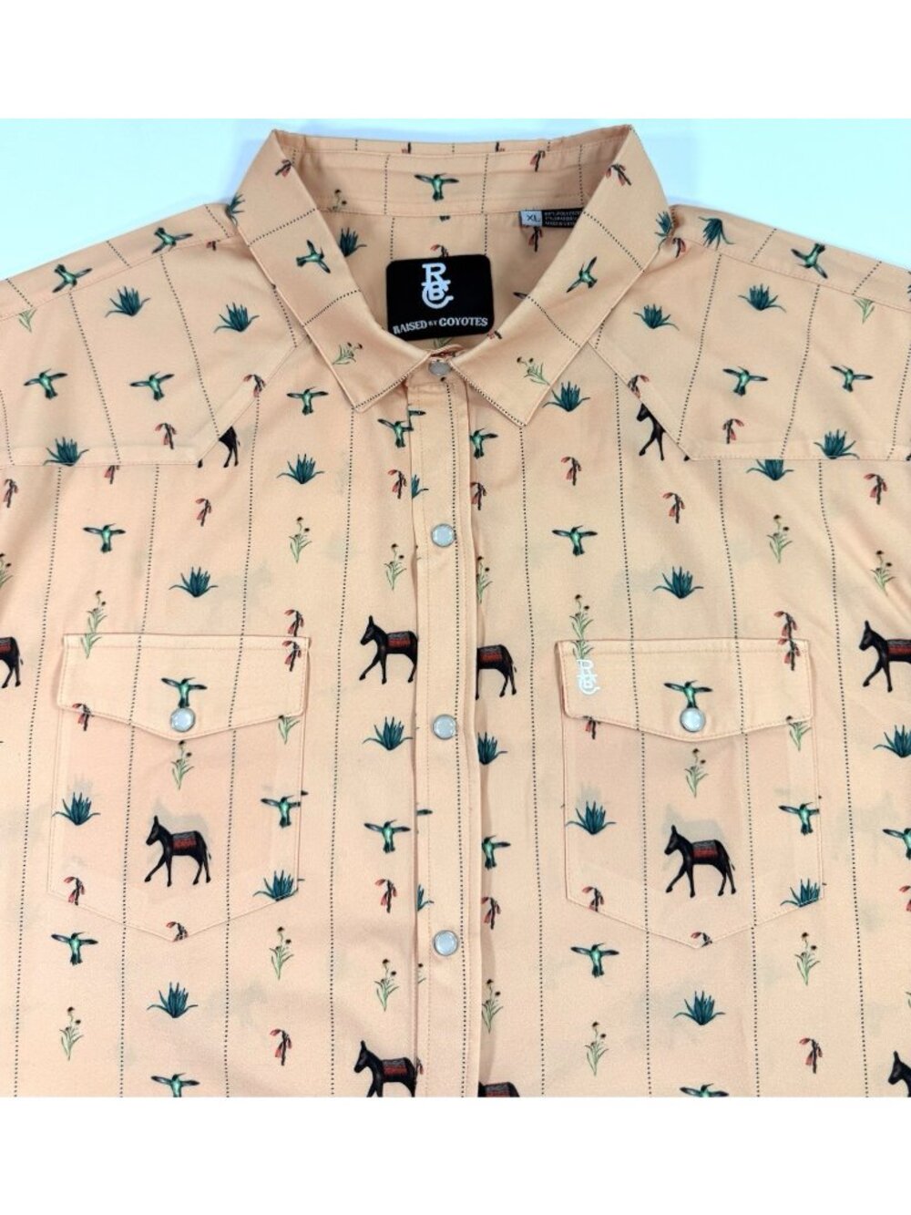 Raised By Coyotes Mens Burro Trail Pearl Snap Shirt Size XL Western Cowboy Rodeo